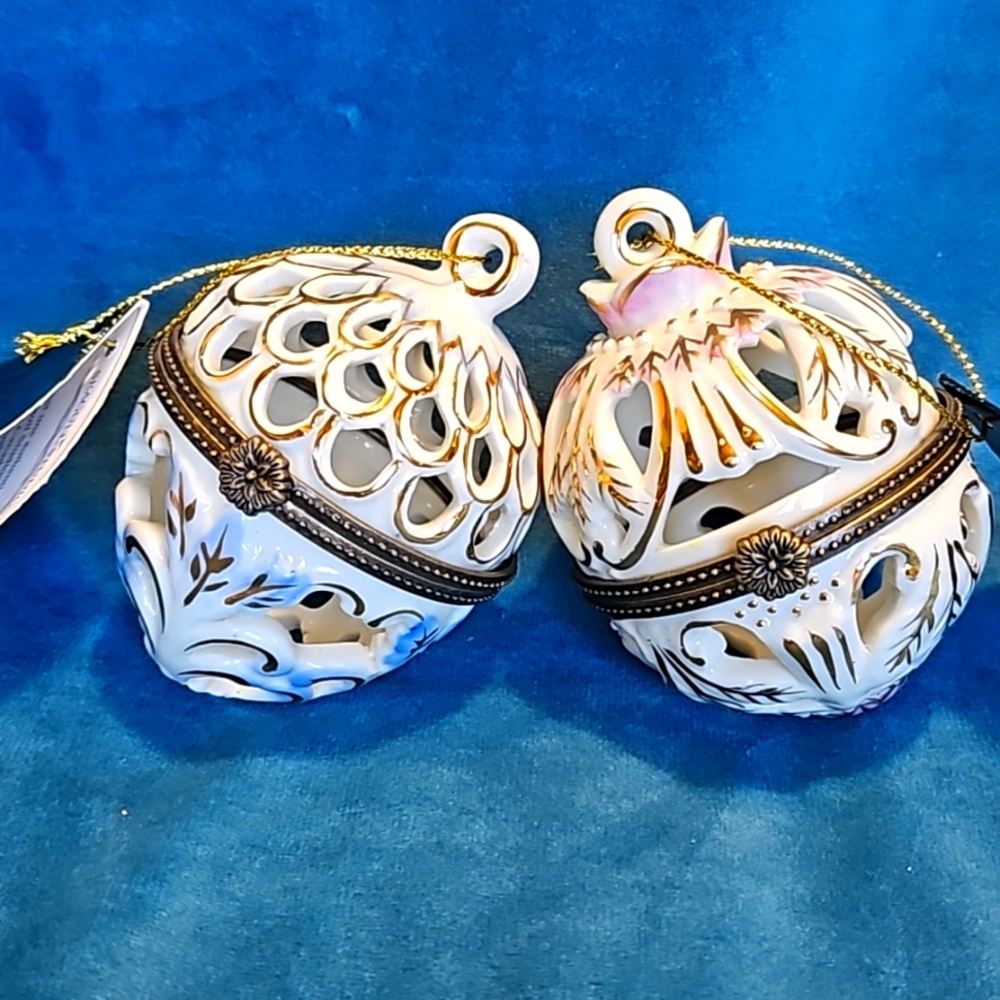 2 beautiful original Seagull Studio ornaments ,new with tag, trinket box,Christm
